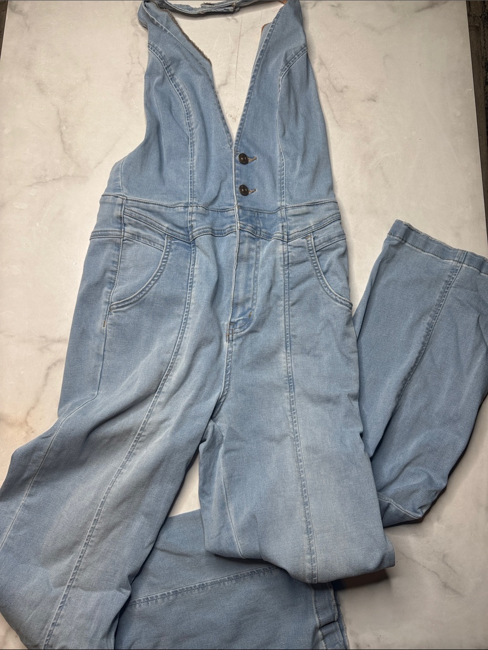 Free People We The Free Cruz Denim Jumpsuit - Picture 5 of 8